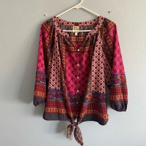 Fig and Flower Colorful Patterned Blouse